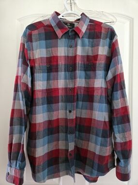 Wind River Men's Plaid Button-Down Shirt in Red and Blue